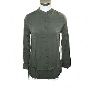 Olive Green Button-Up Women's Top
